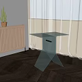 Modern Transparent Glass Top Side Table With Geometric Base In Living Room