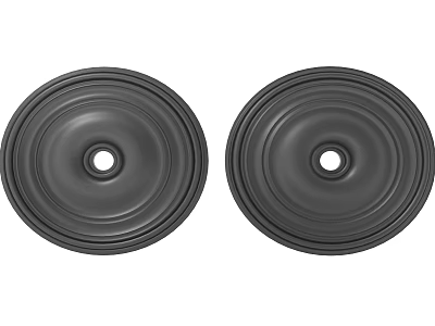 Two Black Carved Round Discs Featuring Concentric Patterns And Central Small Hole 3d model