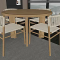 Round Wooden Outdoor Table with Four Chairs Near Window Scenic View