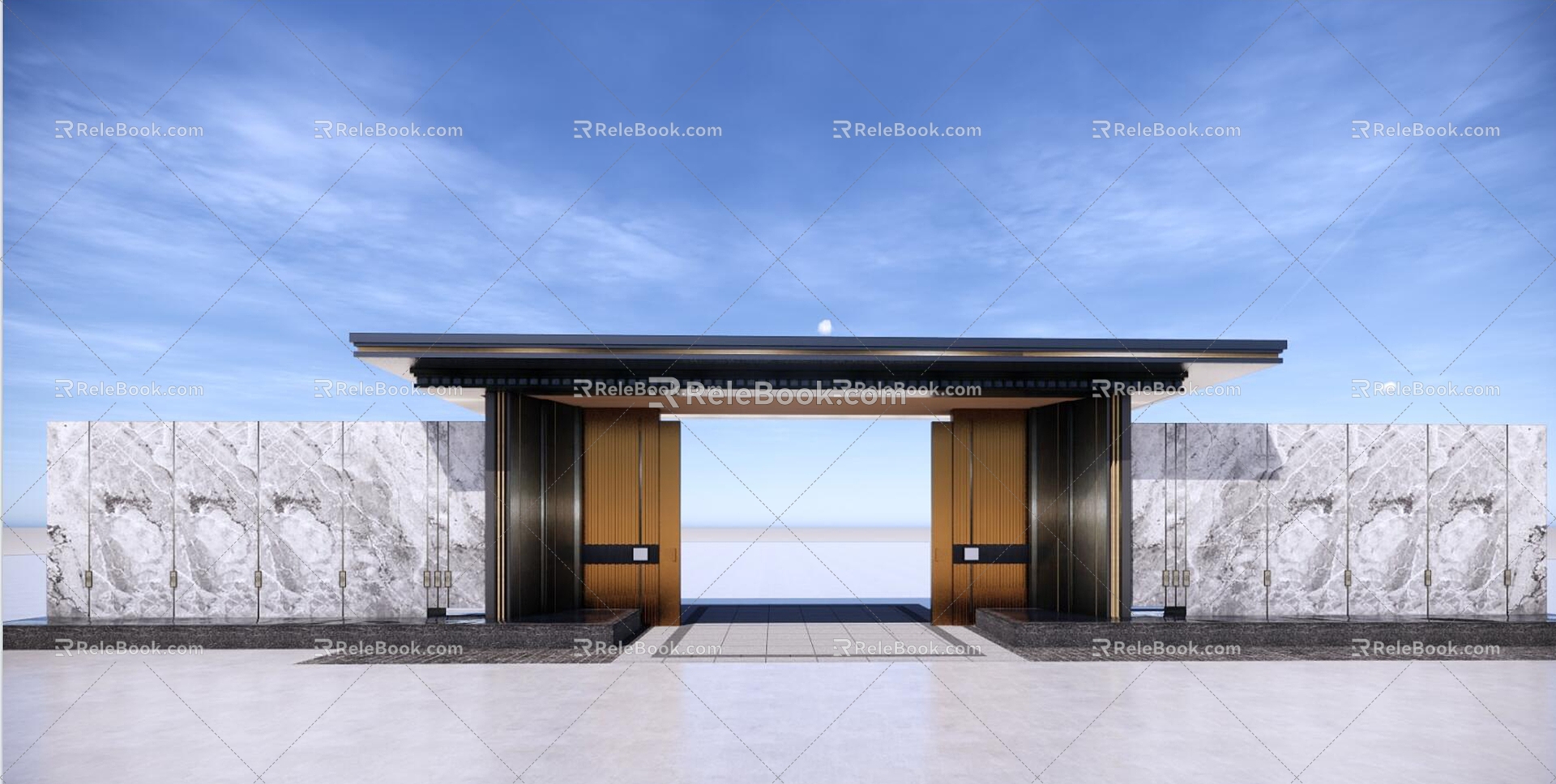 New Chinese entrance door SU model 3d model