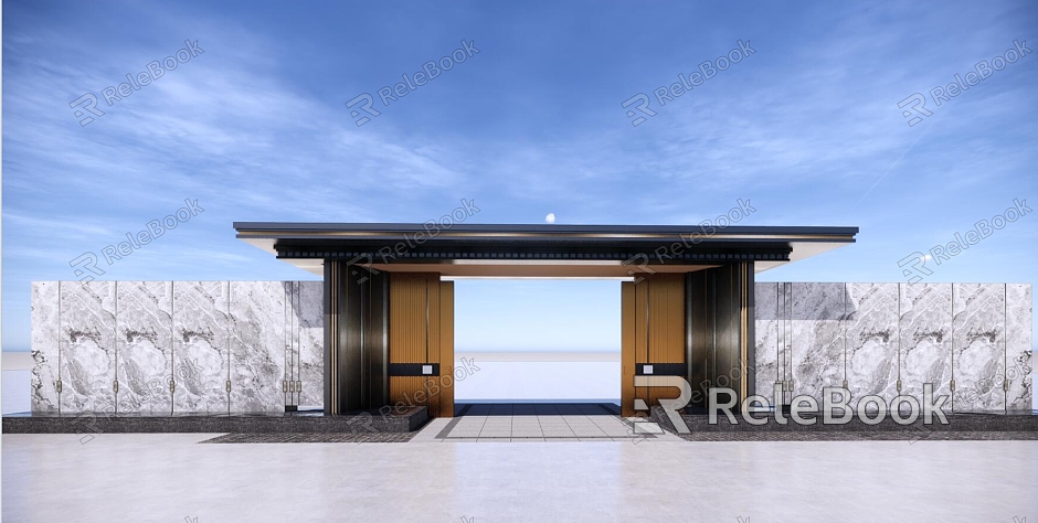 New Chinese entrance door SU model model