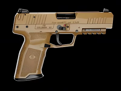 Golden Tactical Pistol with Ergonomic Grip and Modern Design Features 3d model