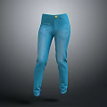 Stylish Blue Pants With Yellow Button For Modern Casual Daily Wear