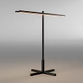Modern Floor Lamp With Black Stand Cross Base And Long Strip Shade