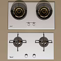 Modern Kitchen Gas Stoves With Double Burners And Control Knobs 3d model