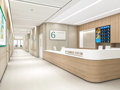 Modern Hospital Outpatient Clinic Interior with Information Station Consulting Room 6 and Clean Corridor 3d model