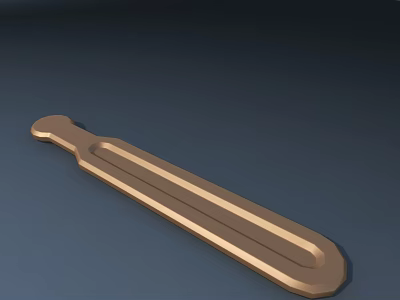 Gold Metal Door Handle With Long Strip Shape And Groove Design For Home Use 3d model