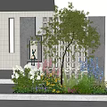 Garden Courtyard Featuring Lattice Screen Stone Steps And Colorful Flower Plants