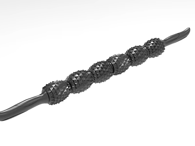 Sports Equipment Muscle Recovery Massage Roller Stick With Black Textured Balls For Fitness Training 3d model