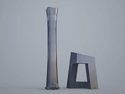 Modern Office Building with Tall Tower and Unique Geometric Structure in Contemporary Design 3d model