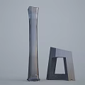 Modern Office Building with Tall Tower and Unique Geometric Structure in Contemporary Design