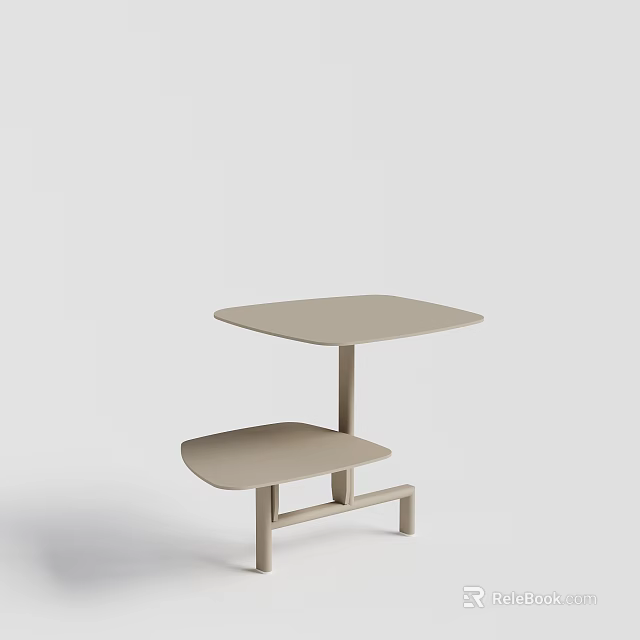 Modern Minimalist Light Colored Coffee Table With Two Tier Design For Living Room Decor 3d model 