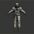 Detailed Silver Astronaut Suit 3D Model With Helmet Armor And Red Accents