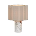 Beige Linen Pleated Shade Table Lamp With White Marble Column Base