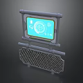Guidance Visual Display Device With Blue Interface Circular Gear Icons And Gray Grid Structure