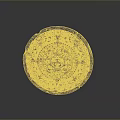 Ancient Circular Artifact With Intricate Carved Patterns On Dark Background 3d model