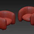 Modern Rounded Single Sofa with Beige and Pink Upholstery and Curved Design Features