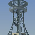 Modern Metal Observation Tower With Spiral Staircase And Open Deck Design 3d model