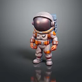 Cartoon Style 3D Game Movie Character Astronaut Spacesuit Helmet Backpack Reflective Gray Orange