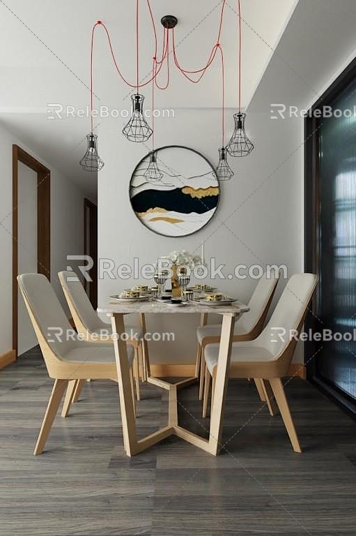 Dining table and chair combination 3d model