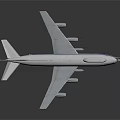 White Airplane Model With Blue Stripe Four Engines Russian Flag On Tail Dark Background Reflection