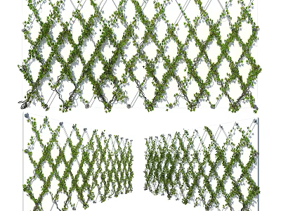 Modern vine wrought iron fence vine fence green plant wall creeper ivy railing 3d model