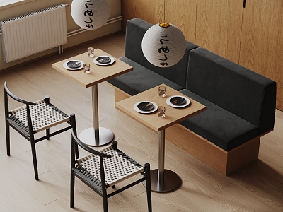 Japanese style booth barbecue table and chair model