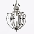 Elegant Red Frame Chandelier With Crystal Decorations And Central Light Bulb 3d model