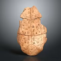 Traditional Chinese Oracle Bone Ornamental Decor Set With Ancient Carved Characters