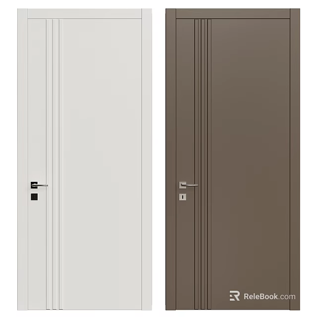 Modern Hinged Doors in Light Gray and Dark Brown with Sleek Handles Home Interior 3d model 