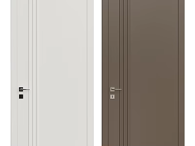 Modern Hinged Doors in Light Gray and Dark Brown with Sleek Handles Home Interior 3d model