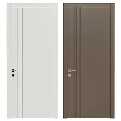 Modern Hinged Doors in Light Gray and Dark Brown with Sleek Handles Home Interior 3d model