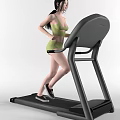 Woman in Green Sportswear Running on Treadmill with Black Sneakers During Workout