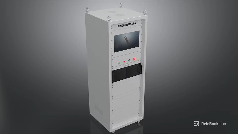 Mobile White Industrial Control Equipment with Display Screen Control Panel and TVVR6000A Model 3d model 