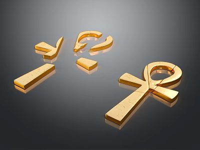 Egyptian Inspired Gold Jewelry Featuring Ankh Symbol And Hieroglyph Designs 3d model