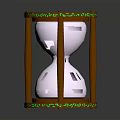 Decorative Wooden Hourglass With Green Patterns Top Base Transparent Glass And White Sand