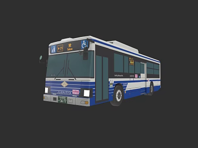 Blue and White Yutong Bus with Route 21 Accessible Wheelchair Symbol 3d model