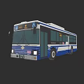 Blue and White Yutong Bus with Route 21 Accessible Wheelchair Symbol