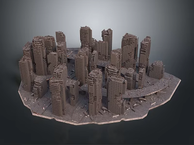 Miniature Urban Cityscape Model Featuring Tall Skyscrapers And Detailed Buildings 3d model