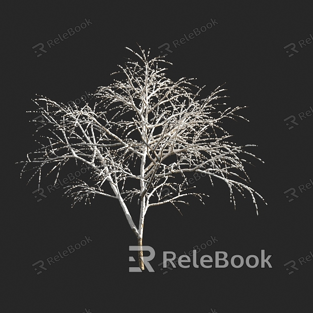 autumn and winter plants shrub tree snow cover model