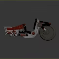 Space and Aerospace Themed Futuristic Motorcycle with Red Black Silver Sci Fi Style