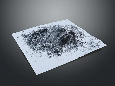 Black and White Mountainous Landscape With Hollow Area And Textured Contrast 3d model