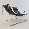 Modern Lounge Chair With Black Fabric Seat And Stainless Steel Frame