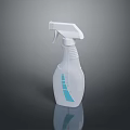 White Spray Bottle With Blue Accent And Trigger Sprayer On Dark Background 3d model