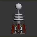 Sci Fi Mechanical Device With Silver Sphere Coiled Springs And Red Base 3d model