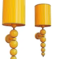 Elegant Modern Gold Metal Wall Lamps With White Pleated Shade And Glass Globe Accents