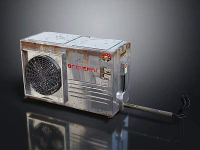 Rusty Old Gasheat Equipment With Metal Fan And Portable Handle 3d model