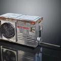 Rusty Old Gasheat Equipment With Metal Fan And Portable Handle