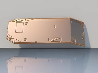 Metallic Copper Swing Door With Geometric Patterns Decorative Lines And Reflective Surface 3d model