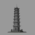 Traditional Chinese Multi story Pagoda Architectural Structure With Curved Roofs And Stone Base